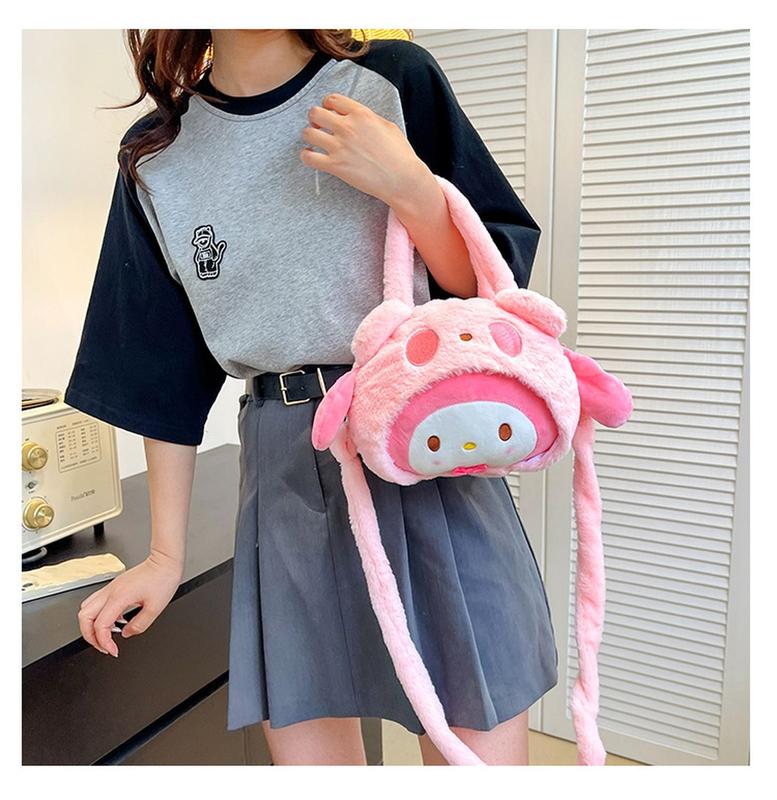 Kawaii Anime Plush Tote Bag  Cute Cartoon Peripheral Handbags Shoulder Bag Crossbody Bag for Women Girl Christmas Birthday Gift