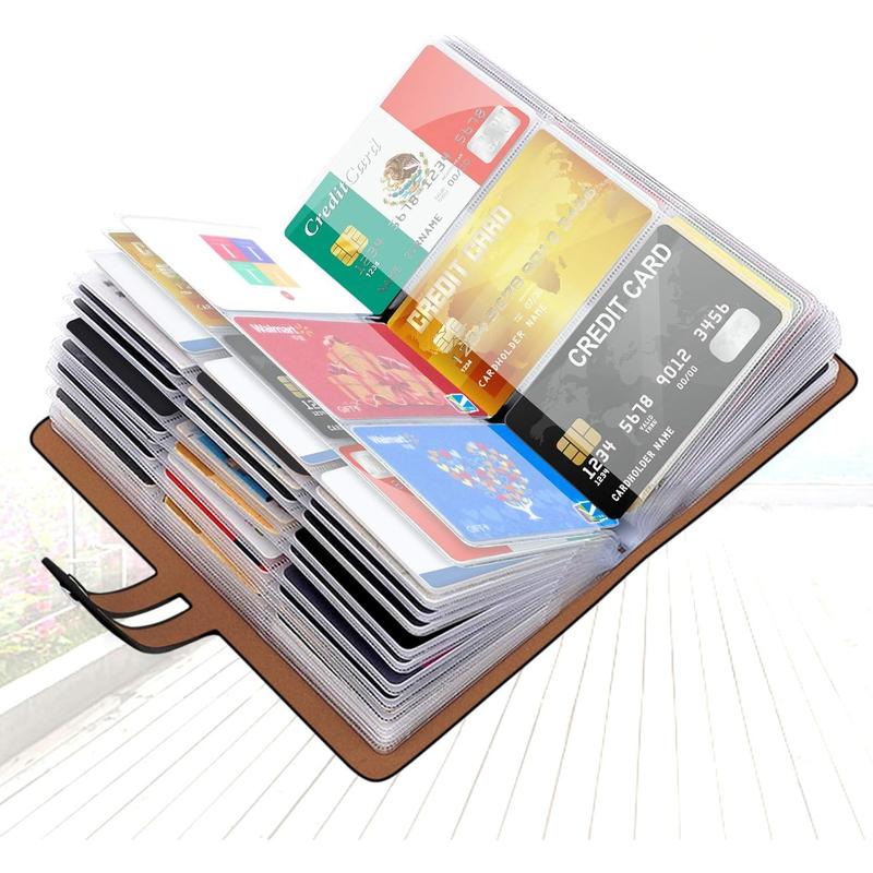 RFID Credit Card Holder Business Card Organizer , with 96 Card Slots Credit Card Protector for Managing Your Different Cards to Prevent Loss or Damage (Black)