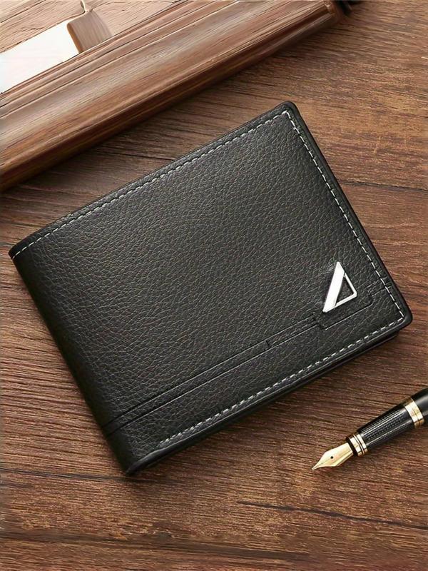 Men's Minimalist Geometric Pattern Short Wallet, Casual Trendy Zipper Wallet for Work, Fashionable Wallet for Daily Use