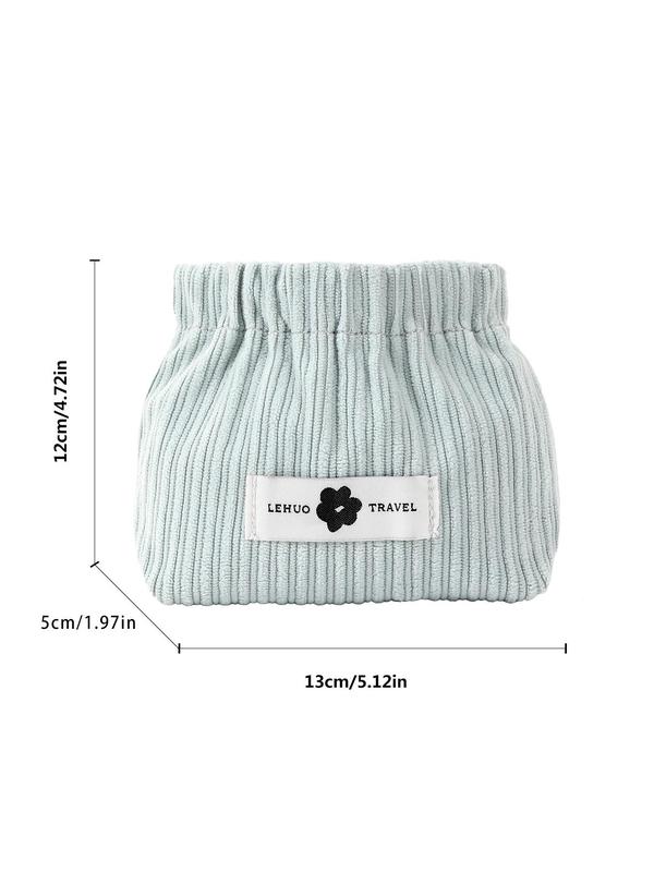 Corduroy Solid Color Letter Patch Make Up Bag, Portable Storage Bag for Women & Girls, Casual Trendy Versatile High-quality Daily Commuting Bag, Girl Fashionable Make Up Bag