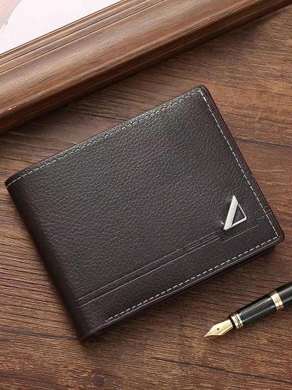 Men's Minimalist Geometric Pattern Short Wallet, Casual Trendy Zipper Wallet for Work, Fashionable Wallet for Daily Use