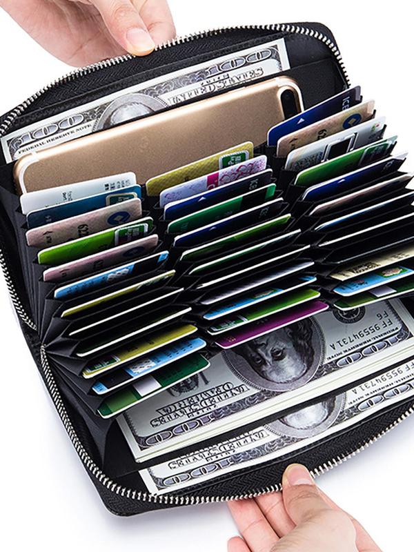 Men's Minimalist Solid Color Long Wallet Clutch, Large Capacity Multi-functional Card Holder, Casual Trendy Versatile High-quality Daily Wallet