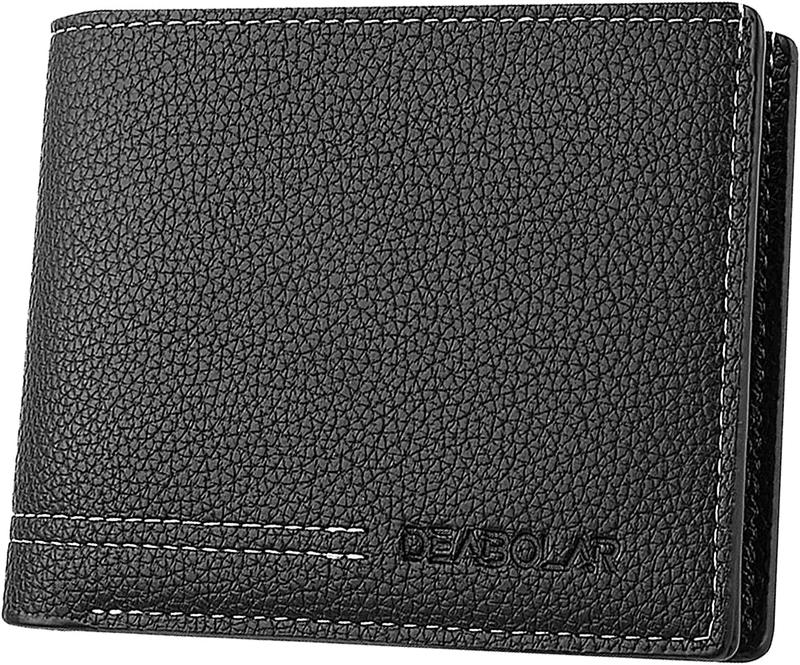 Men Wallet Black PU Material 4 Credit Card Holder 2 Money Pockets 1 Clear Window Suitable for Men Women Gifts without RFID Slim Small Wallets for Traveling