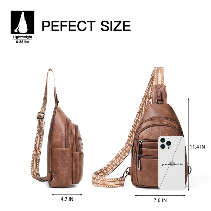 Sling Bag for Women Men Crossbody Bags Fanny Packs Over Shoulder Bag Sling Purse Backpack Vegan Leather Travel Brown Women's Leather Women's Crossbody Women's Leather