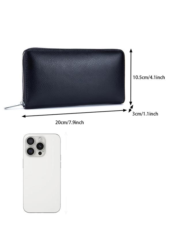 Men's Minimalist Solid Color Long Wallet Clutch, Large Capacity Multi-functional Card Holder, Casual Trendy Versatile High-quality Daily Wallet