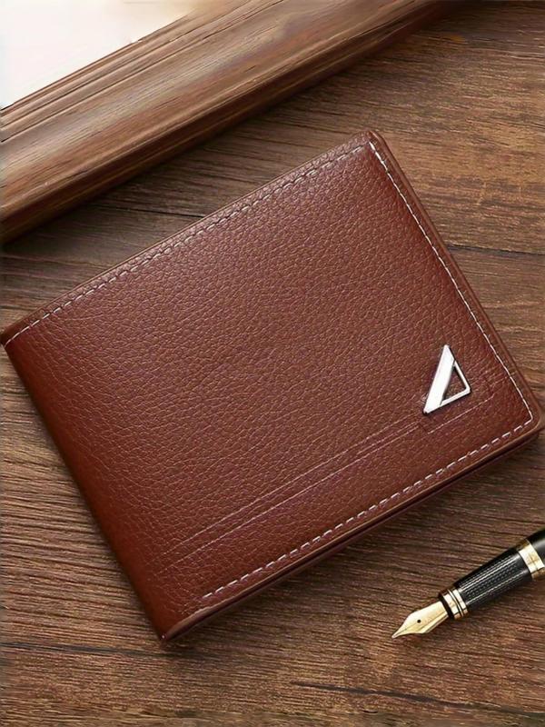 Men's Minimalist Geometric Pattern Short Wallet, Casual Trendy Zipper Wallet for Work, Fashionable Wallet for Daily Use