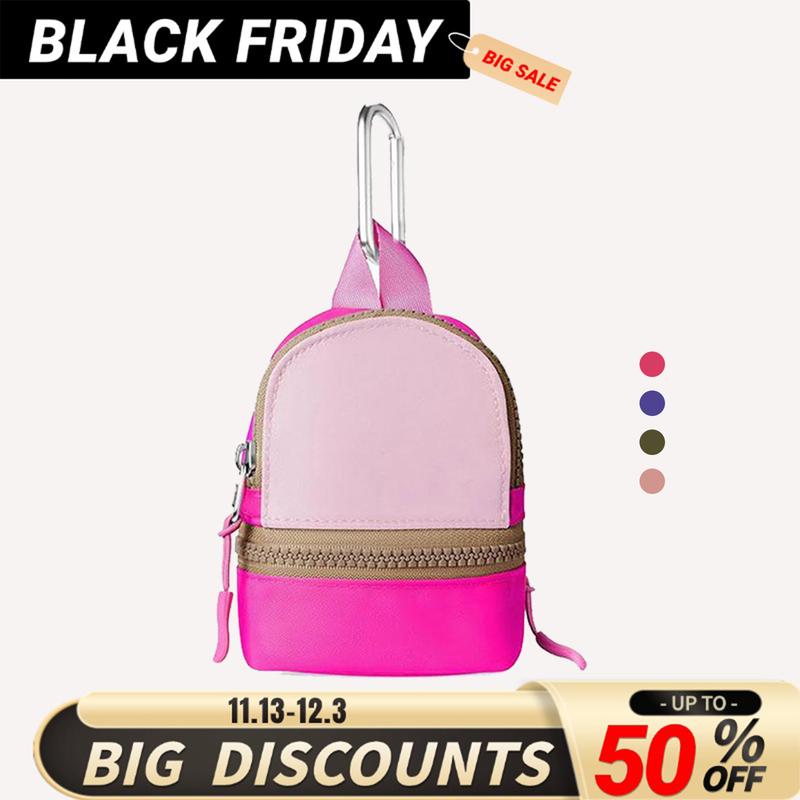 Mini Backpack Keychain Wristlet Pouch Small Change Coin Purse Cute Zipper Wallet for Women Men Airpods Cosmetics - Durable Nylon Material