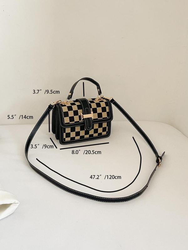 Fashion Checkerboard Pattern Shoulder Bag for Gift, Casual Crossbody Bag for Women, Vintage PU Leather Purses Crossbody Bags, Magnetic Closure Designer Crossbody Bag for Women, Retro Shoulder Bag for Commuters and Students 2024, for Fall