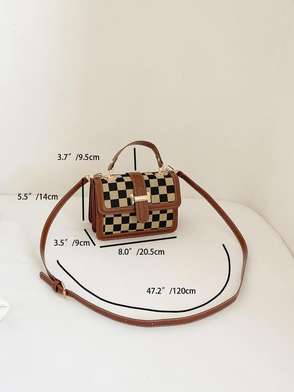 Fashion Checkerboard Pattern Shoulder Bag for Gift, Casual Crossbody Bag for Women, Vintage PU Leather Purses Crossbody Bags, Magnetic Closure Designer Crossbody Bag for Women, Retro Shoulder Bag for Commuters and Students 2024, for Fall