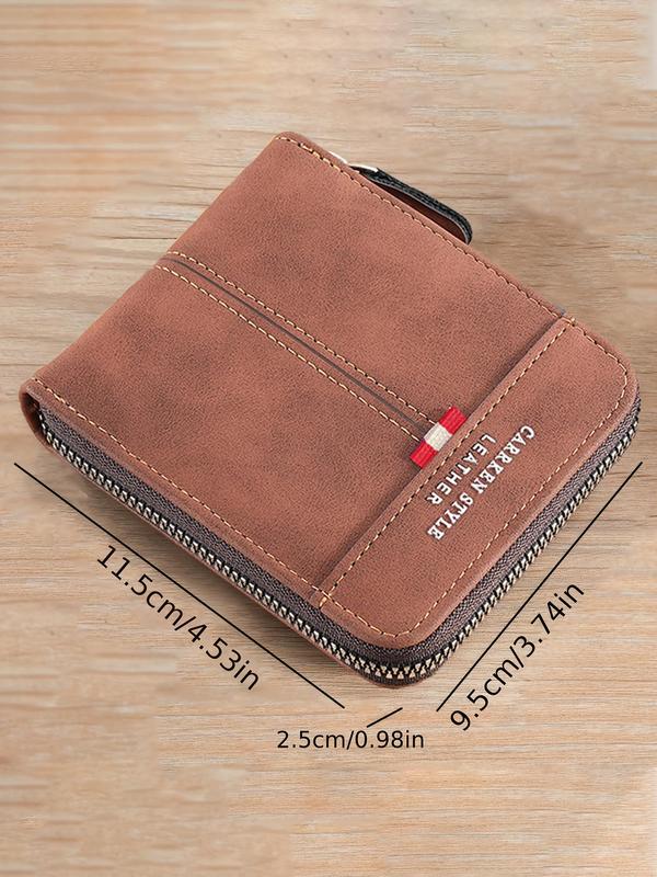 Men's Business Zipper Wallet, Summer Trendy Vintage Bifold Wallet with Card Slots, Chic All-match Card Holder for Daily & Work Use As Gift