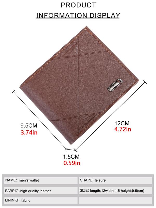 Men's Minimalist Bifold Wallet, Casual Plain PU Leather Wallet, Casual Trendy Wallet for Work & Daily Use, Fall Outfits, Earthtone Fall Freshness