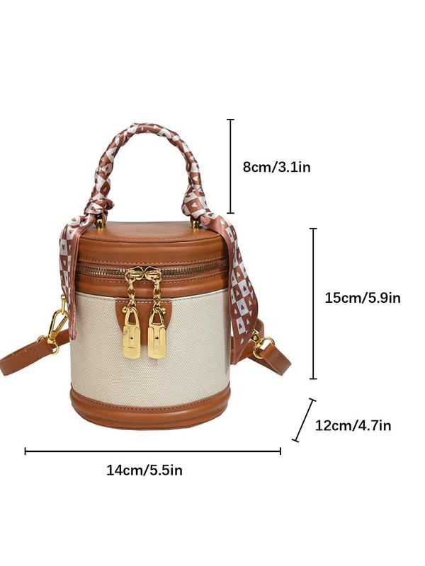 Women's Fashionable Colorblock Studded Decorated Bucket Bag, Casual Versatile Shoulder Bag for Daily Used, Trendy All-match Crossbody Bag