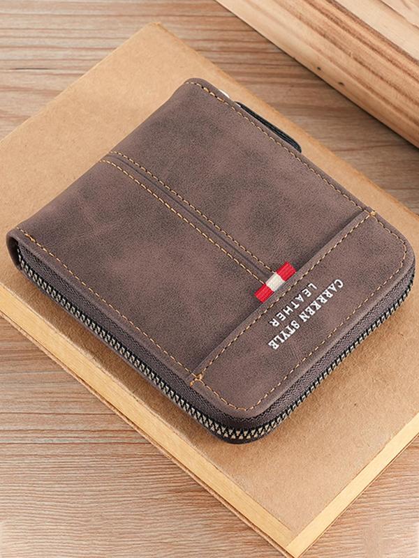 Men's Business Zipper Wallet, Summer Trendy Vintage Bifold Wallet with Card Slots, Chic All-match Card Holder for Daily & Work Use As Gift