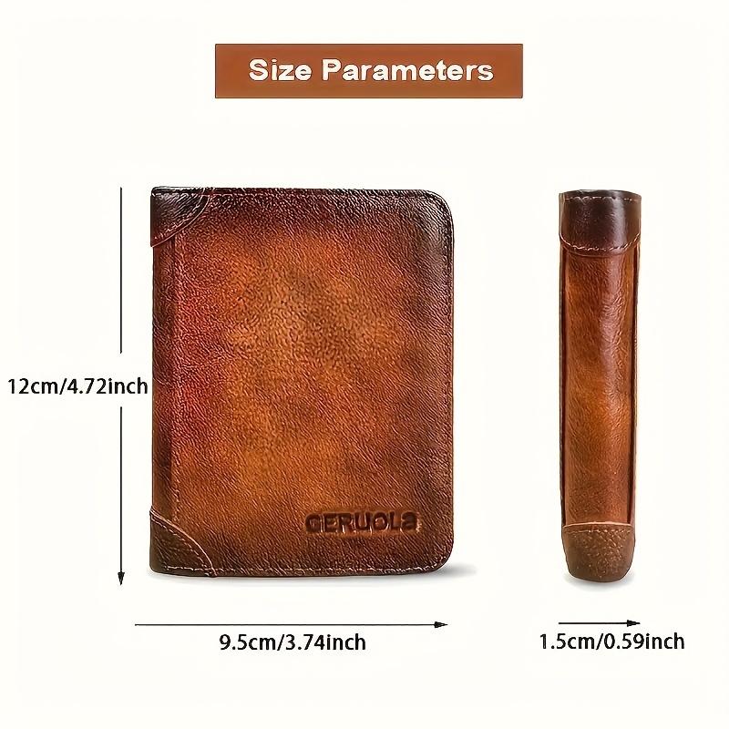 Men's Retro Leather Short Wallet, First Layer Cowhide, Multi-Card Card Bag, Solid Color Noble, Gifts for men