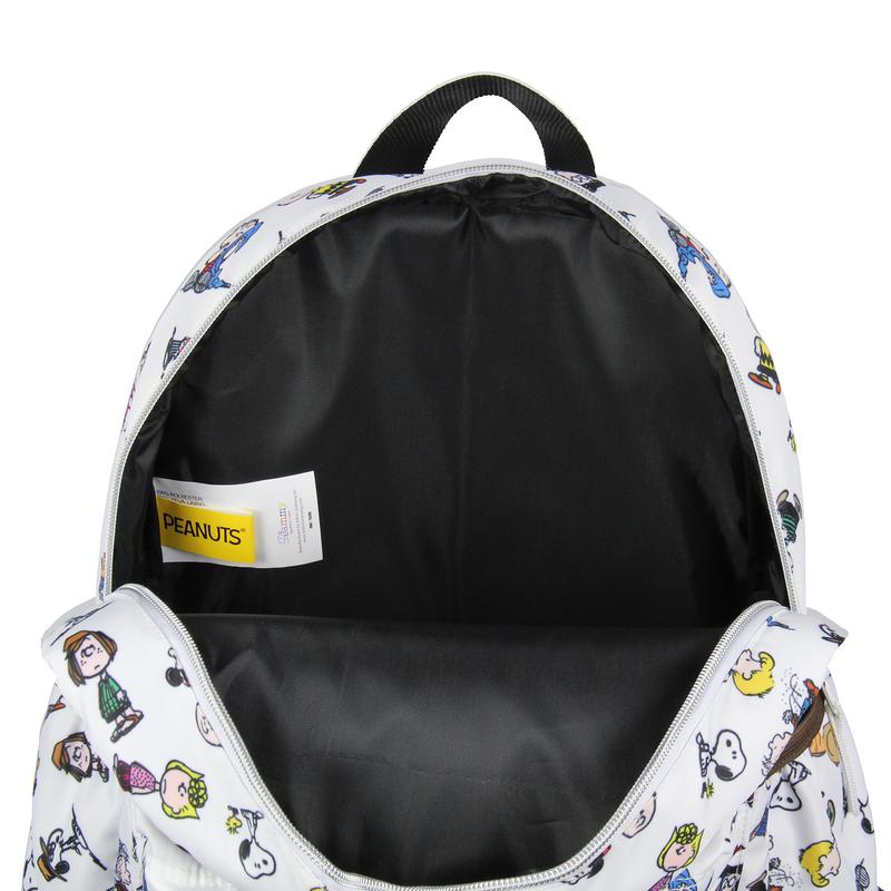 Peanuts Snoopy Charlie Brown Sally Linus Cute School Travel Backpack With Faux Leather Bottom