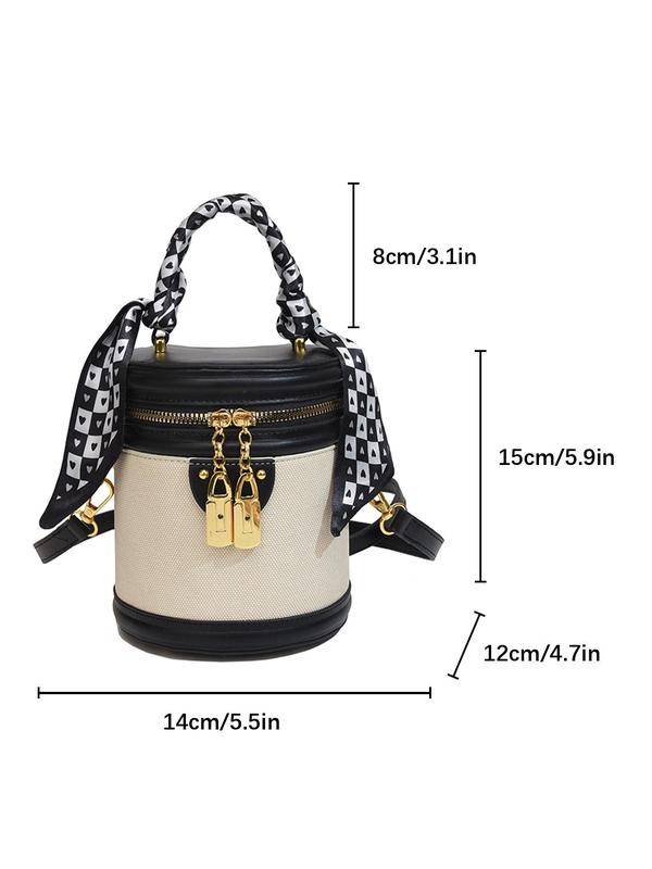 Women's Fashionable Colorblock Studded Decorated Bucket Bag, Casual Versatile Shoulder Bag for Daily Used, Trendy All-match Crossbody Bag