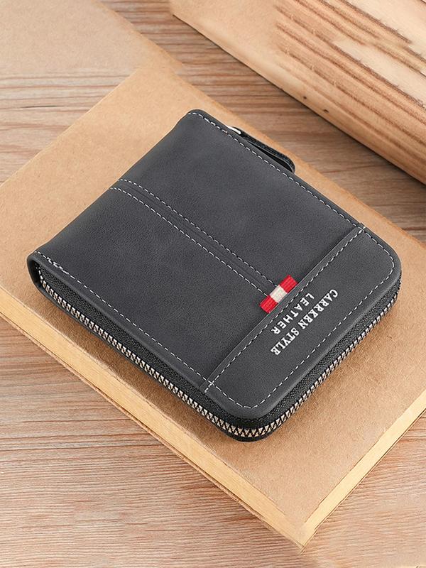 Men's Business Zipper Wallet, Summer Trendy Vintage Bifold Wallet with Card Slots, Chic All-match Card Holder for Daily & Work Use As Gift