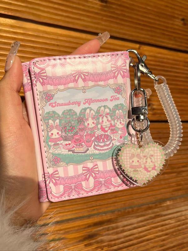 Cute Rabbit Pattern Short Wallet with Charm, Multi Card Slot Wallet, Fashionable Trifold Wallet for Women & Girls, Casual Trendy Versatile High-quality Daily Wallet