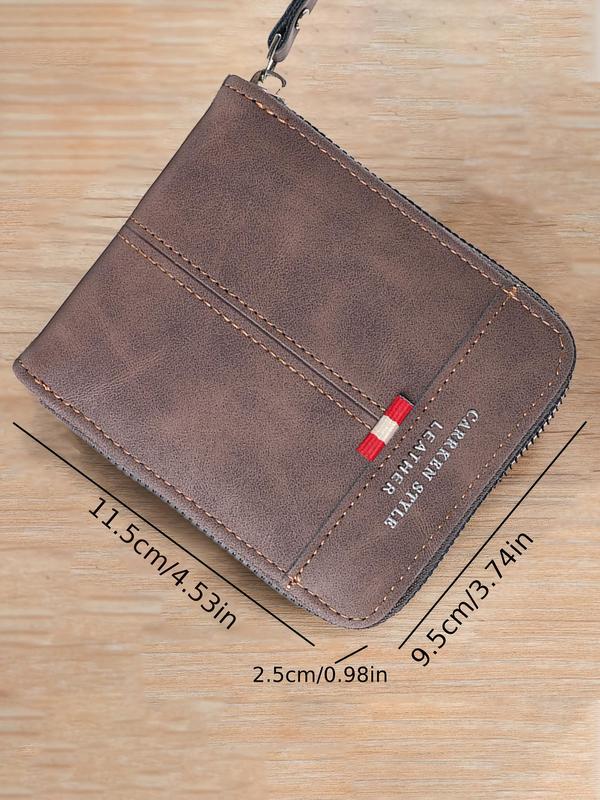 Men's Business Zipper Wallet, Summer Trendy Vintage Bifold Wallet with Card Slots, Chic All-match Card Holder for Daily & Work Use As Gift