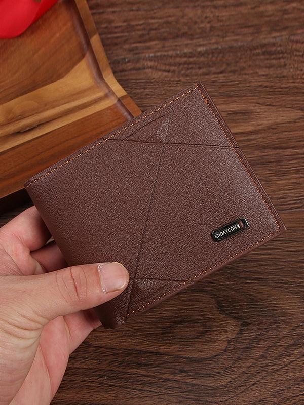 Men's Minimalist Bifold Wallet, Casual Plain PU Leather Wallet, Casual Trendy Wallet for Work & Daily Use, Fall Outfits, Earthtone Fall Freshness