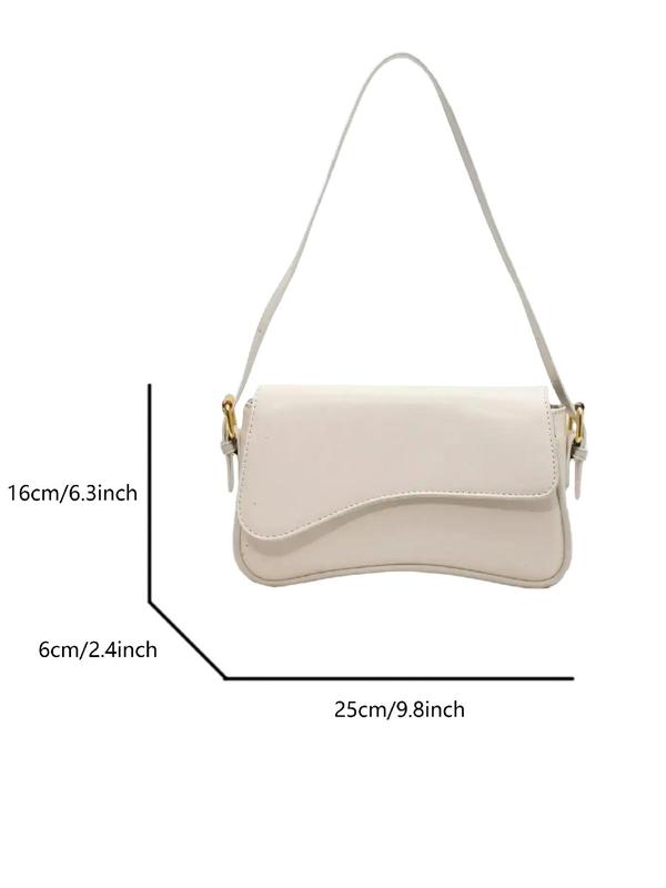 Women's Simple Solid Color Flap Shoulder Bag, Fashionable PU Leather Flap Saddle Bag for Daily Travel, Casual Trendy Versatile High-quality Daily Commuting Bag, Girl Fashionable Shopping Bag