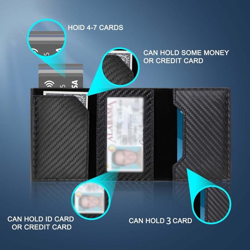 Carbon fiber Wallet Men Credit Card Holder Money Clip & Slim Wallet for Men，