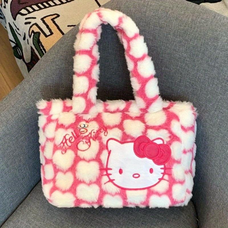 MINISO Sanrio Hello Kitty New Pattern Shoulder Bag Plush Handbag Kawaii Tote Bag Trendy Kawaii Tote Bag Trendy Storage Handbag