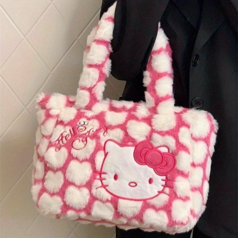 MINISO Sanrio Hello Kitty New Pattern Shoulder Bag Plush Handbag Kawaii Tote Bag Trendy Kawaii Tote Bag Trendy Storage Handbag