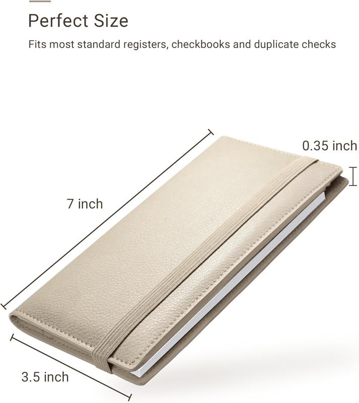 Checkbook Cover for Men & Women, Premium Vegan Leather Checkbook Holder Slim Wallets for Duplicate Checks with RFID Blocking (Tan)