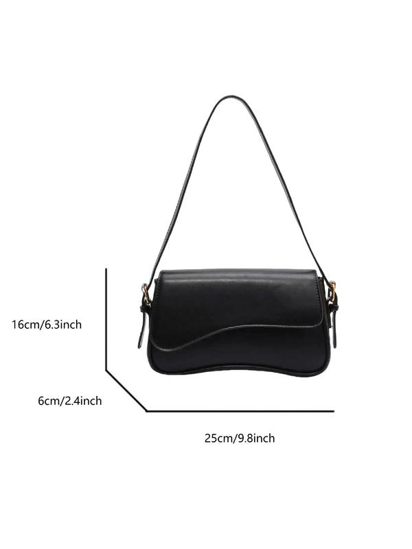 Women's Simple Solid Color Flap Shoulder Bag, Fashionable PU Leather Flap Saddle Bag for Daily Travel, Casual Trendy Versatile High-quality Daily Commuting Bag, Girl Fashionable Shopping Bag