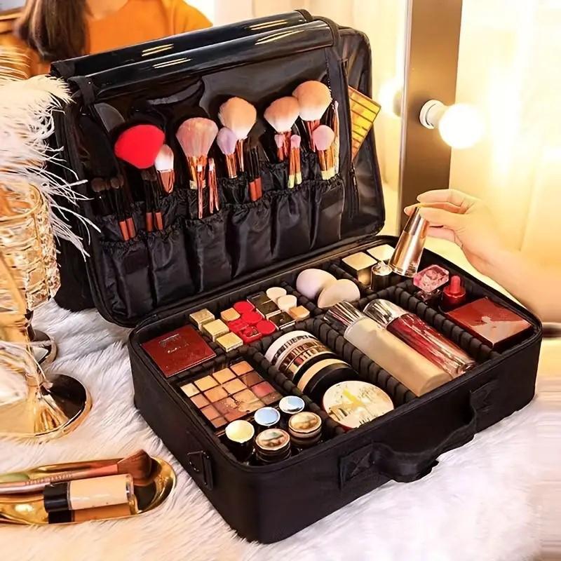 Makeup Storage Bag, Large Capacity Cosmetic Storage Bag, Multi-grid Makeup Organizer, Versatile Makeup Organizer, Portable Bag for Artist Outing Travel