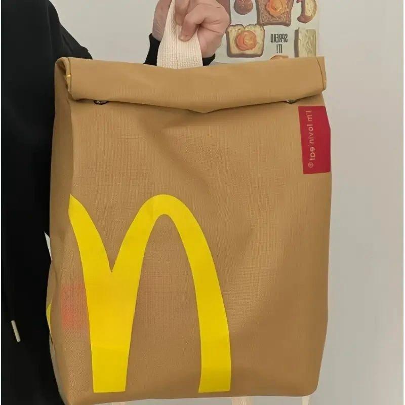 2024 New Fashion McDonald's Backpack Bags With Fries Hamburgers drumsticks hotdog Pendant Big Capacity Bag Accessories Class Bags Women