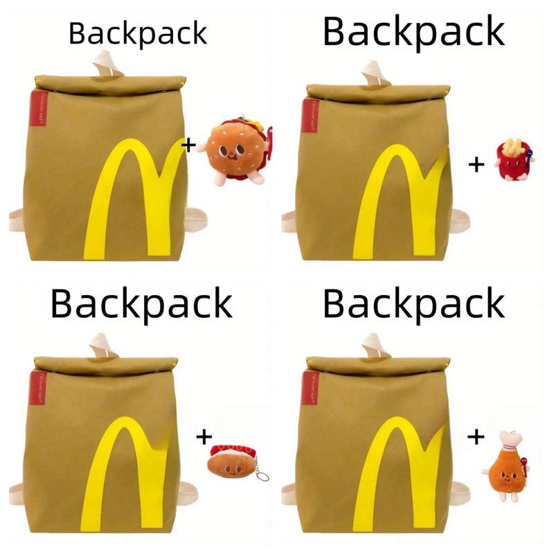 2024 New Fashion McDonald's Backpack Bags With Fries Hamburgers drumsticks hotdog Pendant Big Capacity Bag Accessories Class Bags Women