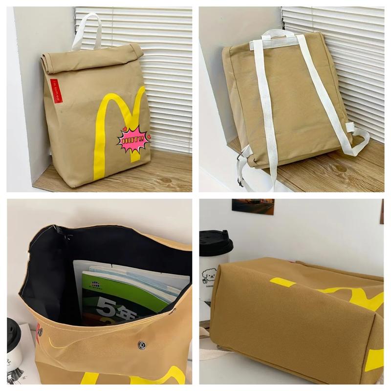 2024 New Fashion McDonald's Backpack Bags With Fries Hamburgers drumsticks hotdog Pendant Big Capacity Bag Accessories Class Bags Women