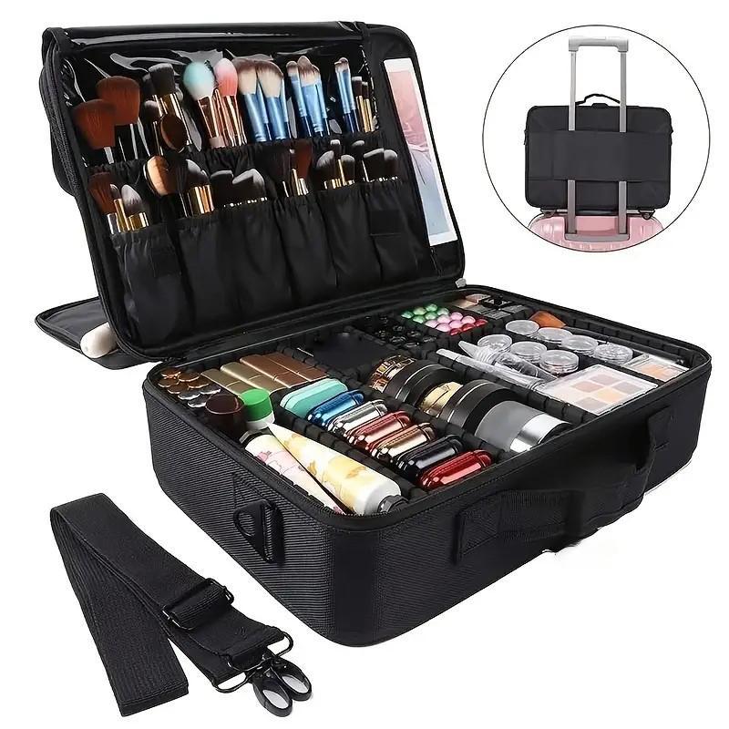 Makeup Storage Bag, Large Capacity Cosmetic Storage Bag, Multi-grid Makeup Organizer, Versatile Makeup Organizer, Portable Bag for Artist Outing Travel