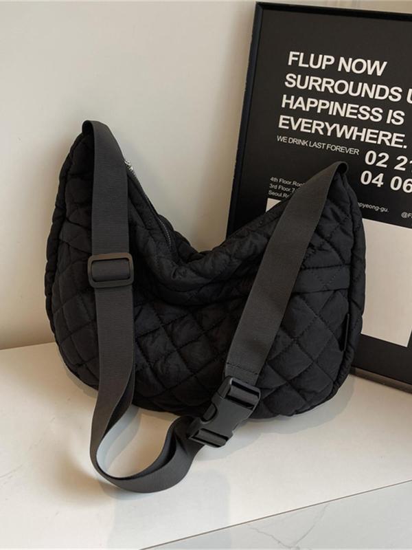 Women's Solid Color Quilted Tote Bag, Fashionable Large Capacity Shoulder Bag for Daily Used, Casual Trendy Versatile High-quality Daily Commuting Bag