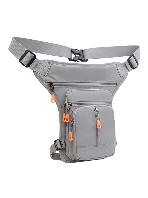 Men's  Casual Plain Zipper Belt Bag, Outdoor Sports Waterproof Waist Bag, Multi-pocket Cycling Bag