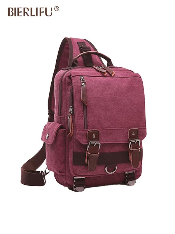 Men's Casual Plain Canvas Crossbody Bag, Fashionable Belted Design Sling Bag for Daily Used, Casual Trendy Versatile High-quality Daily Commuting Bag