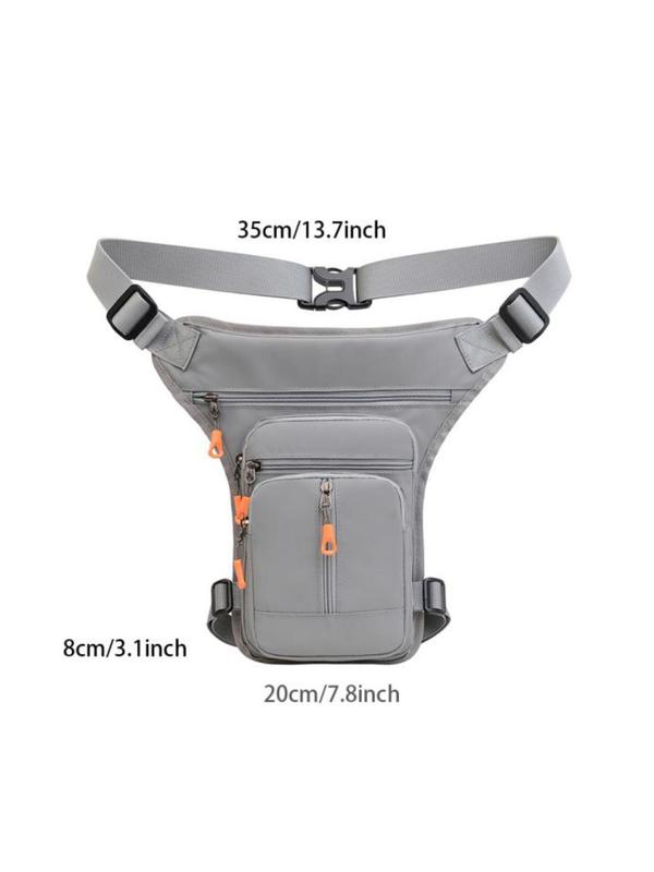 Men's  Casual Plain Zipper Belt Bag, Outdoor Sports Waterproof Waist Bag, Multi-pocket Cycling Bag