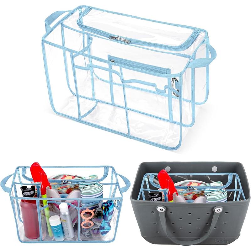 Clear Beach Bag Organizer Insert Compatible with Bogg Bag X Large, Waterproof Beach Bag Insert Divider Pouch, Beach Tote Bag Insert Organizer Liner 15.6 x 8.4 x 10.8 Inches, Black