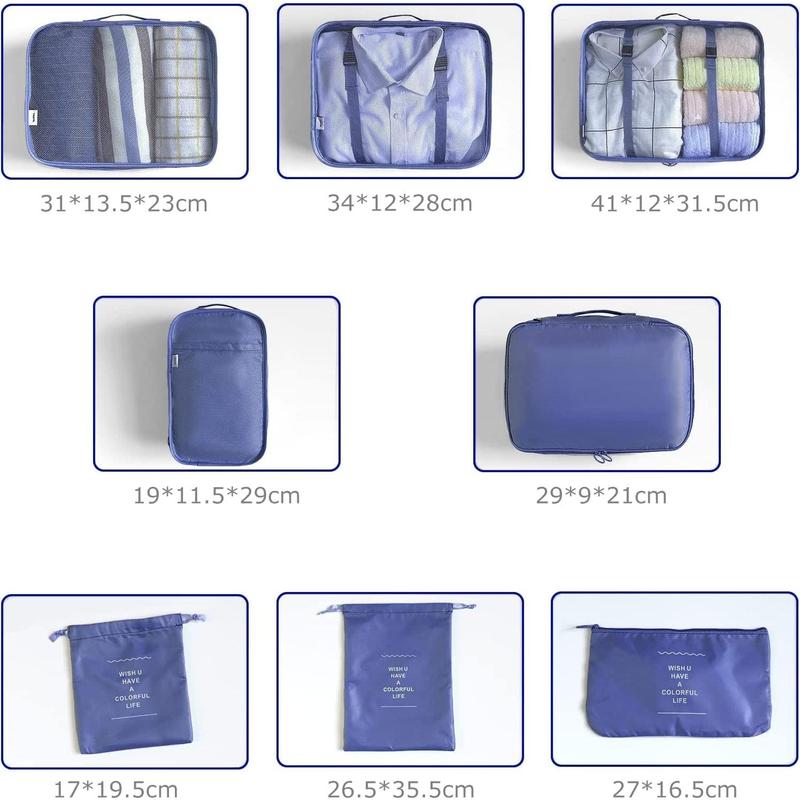 8 Set Packing Cubes for Suitcases Travel Luggage Packing Organizers,Travel Essentials Luggage Organizer for Travel Accessories Shoe Bag Tioletry Bag Laundry Bag…