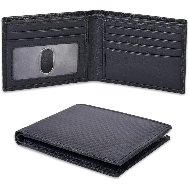 Slim Leather Wallet for Men - RFID Blocking Slim Minimalist Front Pocket - Thin & Stylish with ID Window, Gift For Men