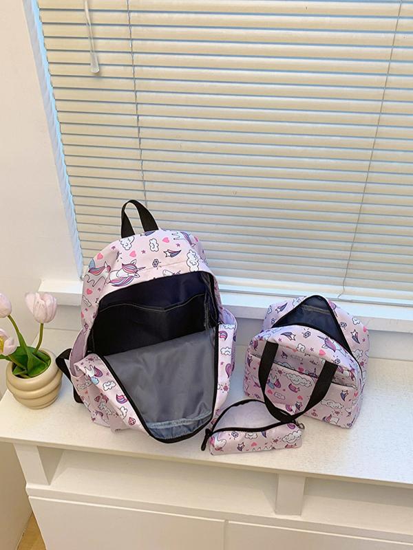 Cute Cartoon Unicorn Pattern Backpack with Adjustable Strap & Pencil Case & Handbag Set, New Fashion Multi-pocket Bag Set, Trendy Bag Set for School