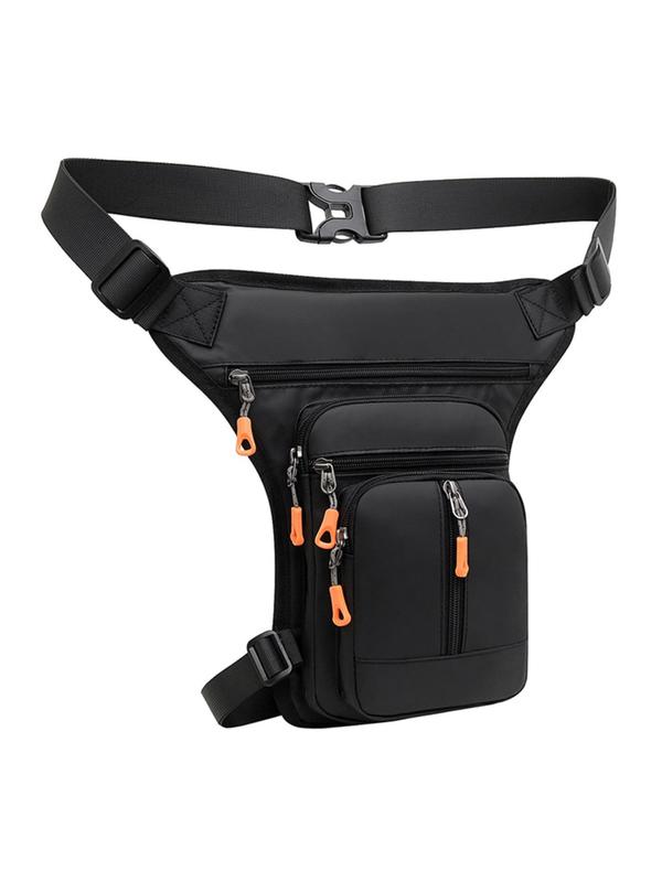 Men's  Casual Plain Zipper Belt Bag, Outdoor Sports Waterproof Waist Bag, Multi-pocket Cycling Bag