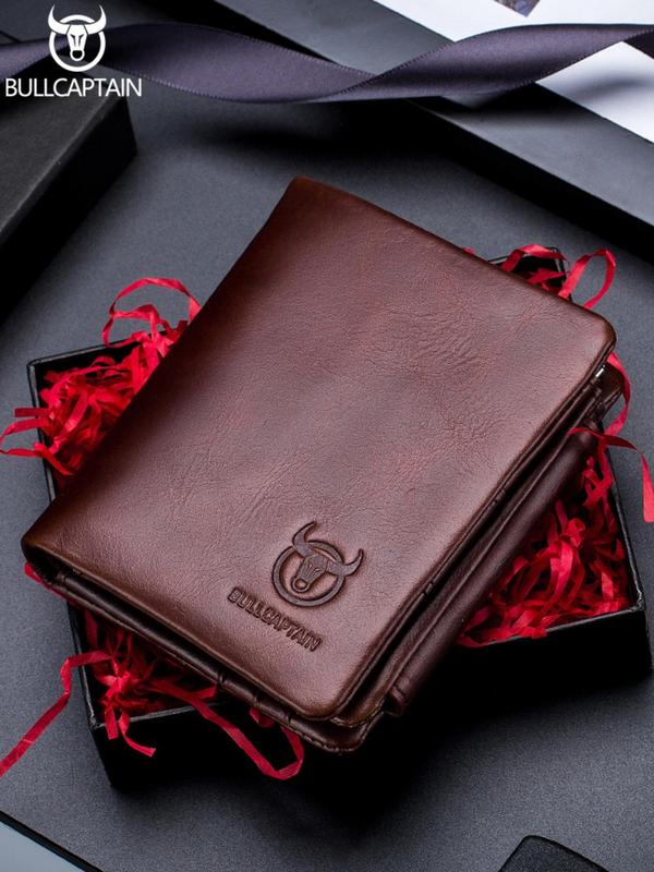 Men's Business Fashion Genuine Leather Trifold Wallet, Casual Trendy Short Wallet with Card Slots, Minimalist Card Holder As Gift for Boyfriend for Daily Use