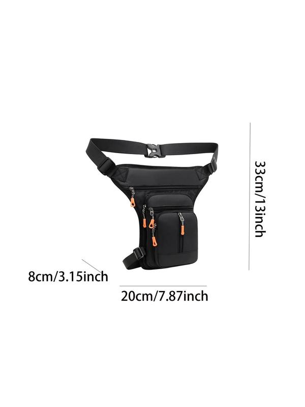 Men's  Casual Plain Zipper Belt Bag, Outdoor Sports Waterproof Waist Bag, Multi-pocket Cycling Bag