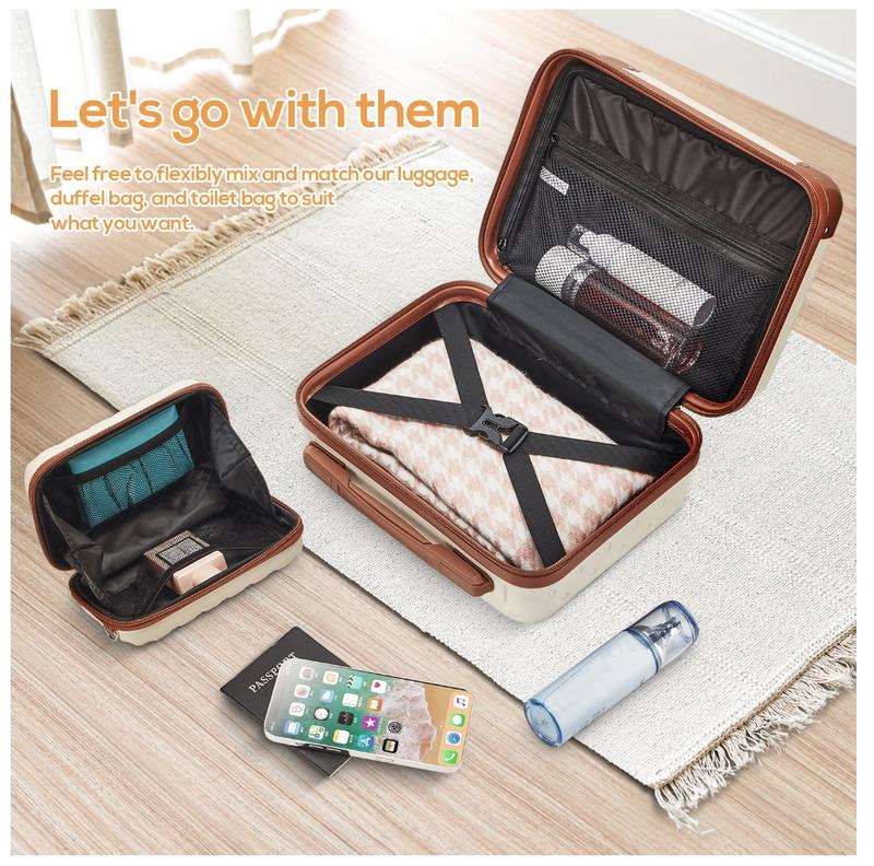 3-Piece Carry-on Luggage Set with Swivel Wheel Combination Lock Lightweight Hard Shell Set-Coffee