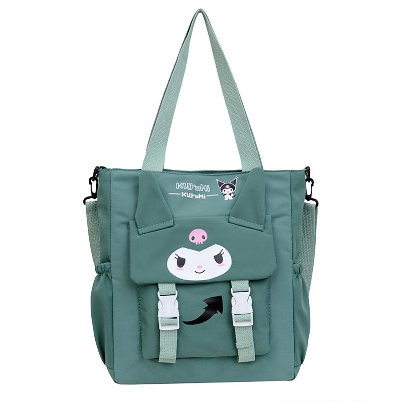 MINISO Kuromi Casual Fashion Nylon Tote Bag Large Capacity Shoulder Bag Cute Handbag Student Versatile Shoulder Crossbody Bag