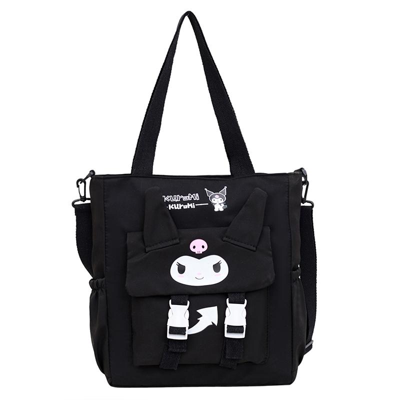 MINISO Kuromi Casual Fashion Nylon Tote Bag Large Capacity Shoulder Bag Cute Handbag Student Versatile Shoulder Crossbody Bag