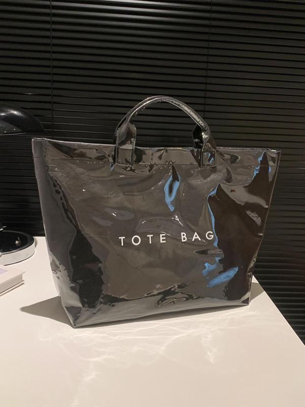 Fashionable Letter Decor Tote Bag, Large Capacity Storage Bag for Women, Casual Trendy Versatile High-quality Daily Commuting Bag, Girl Fashionable Shopping Bag